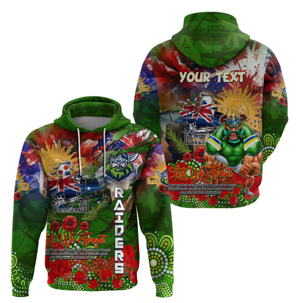 Personalised Australia Rugby Raiders ANZAC Hoodie Canberra Scratch Style