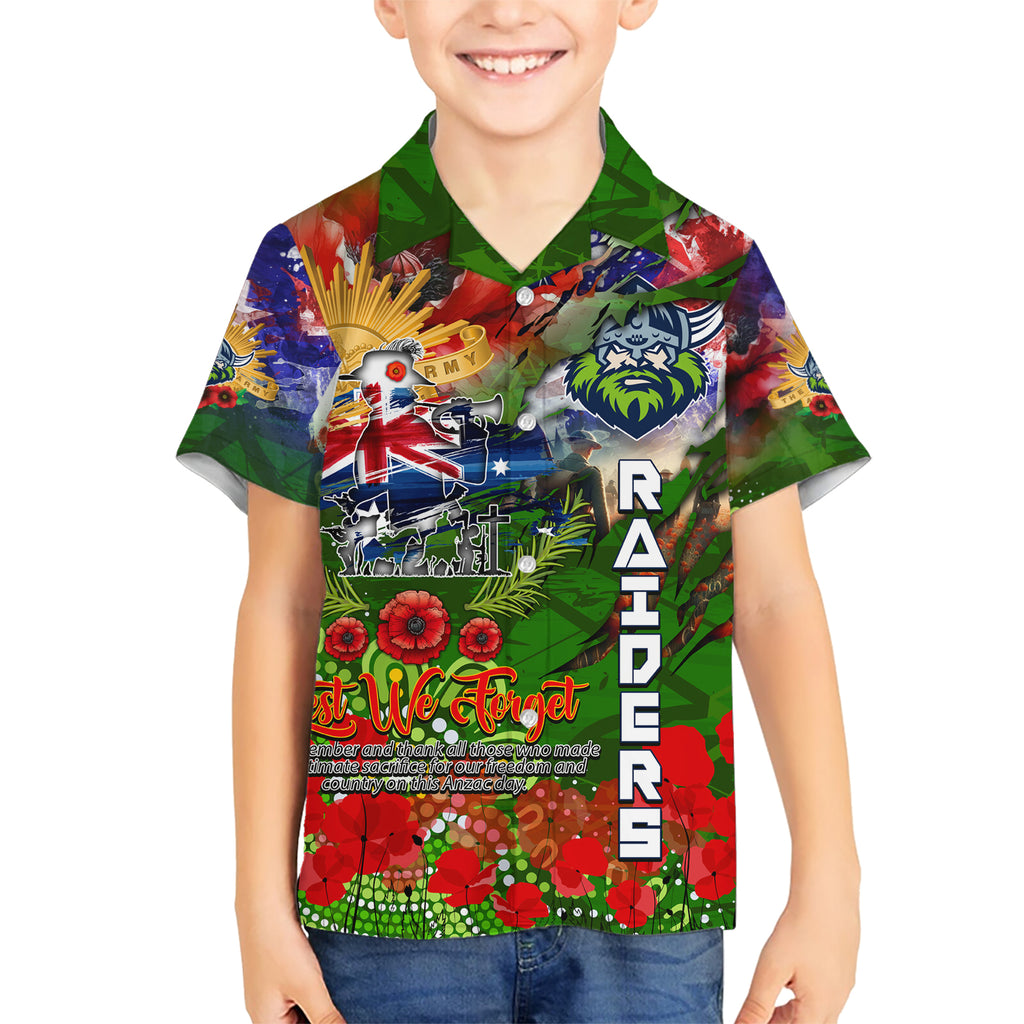 Personalised Australia Rugby Raiders ANZAC Kid Hawaiian Shirt Canberra Scratch Style