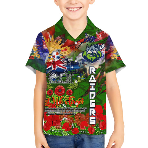 Personalised Australia Rugby Raiders ANZAC Kid Hawaiian Shirt Canberra Scratch Style