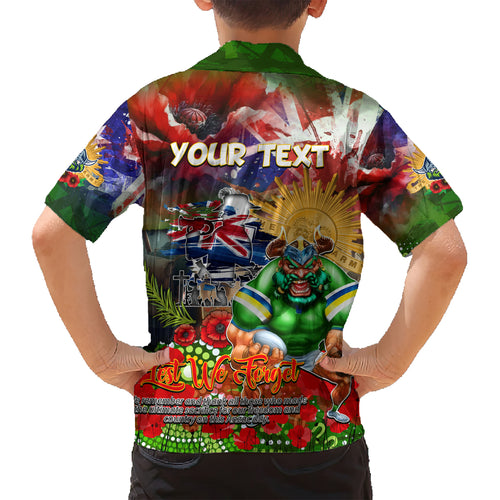 Personalised Australia Rugby Raiders ANZAC Kid Hawaiian Shirt Canberra Scratch Style