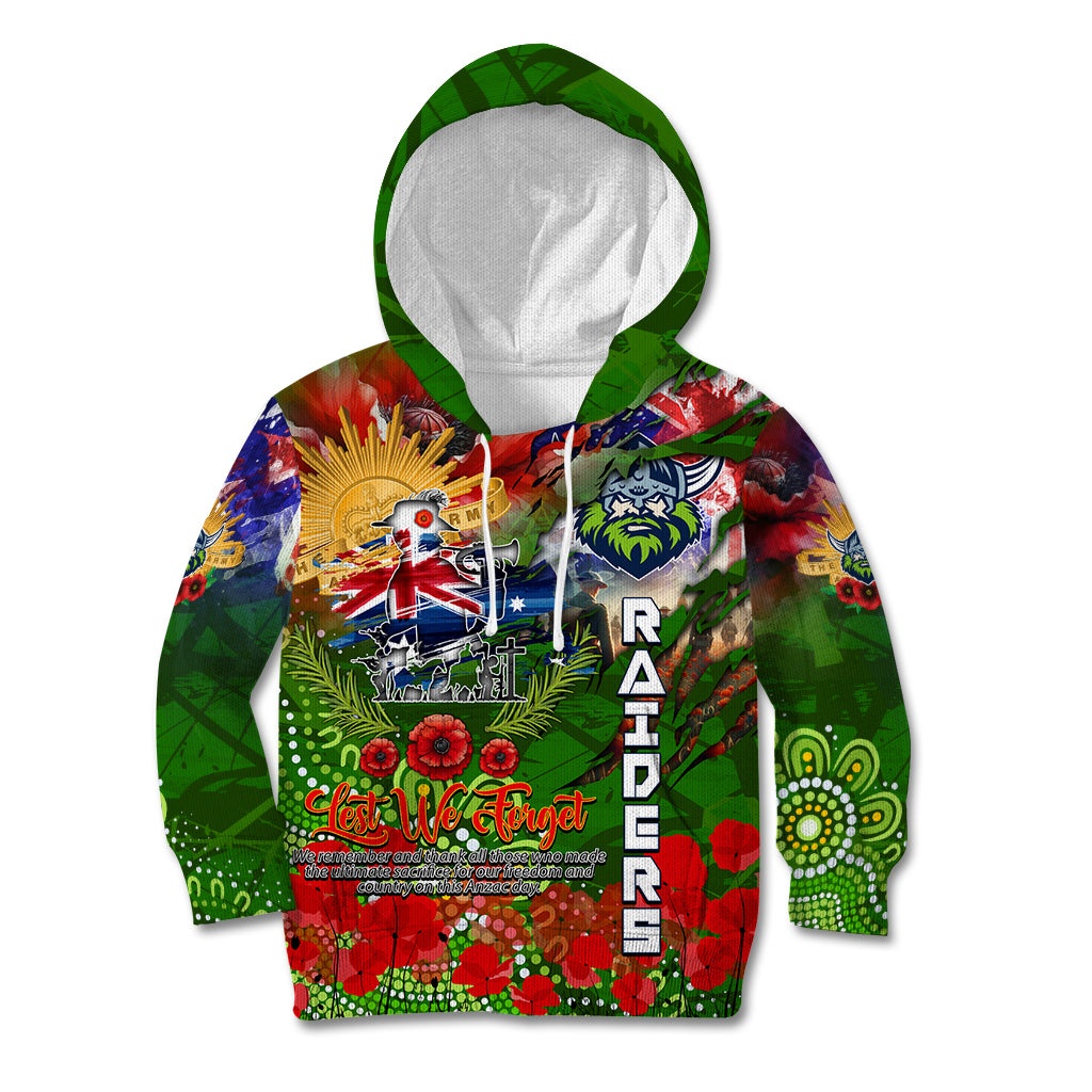 Personalised Australia Rugby Raiders ANZAC Kid Hoodie Canberra Scratch Style