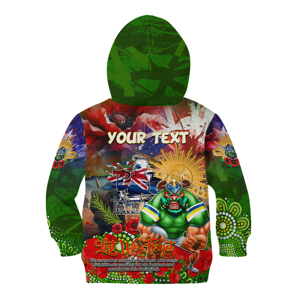 Personalised Australia Rugby Raiders ANZAC Kid Hoodie Canberra Scratch Style