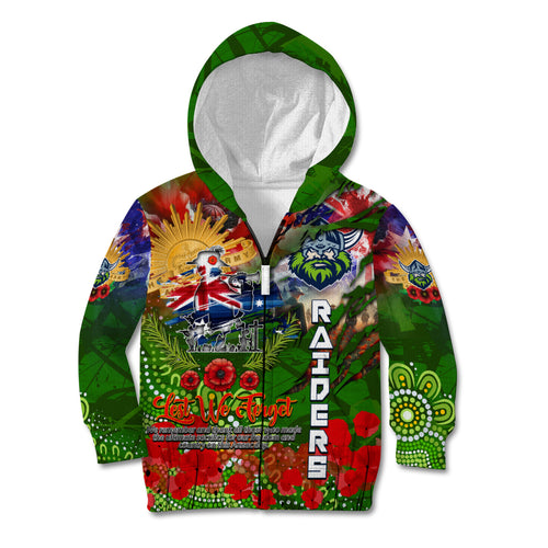 Personalised Australia Rugby Raiders ANZAC Kid Hoodie Canberra Scratch Style