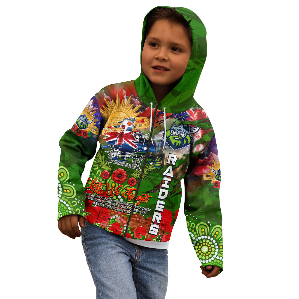 Personalised Australia Rugby Raiders ANZAC Kid Hoodie Canberra Scratch Style