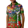 Personalised Australia Rugby Raiders ANZAC Kid Polo Shirt Canberra Scratch Style