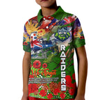 Personalised Australia Rugby Raiders ANZAC Kid Polo Shirt Canberra Scratch Style