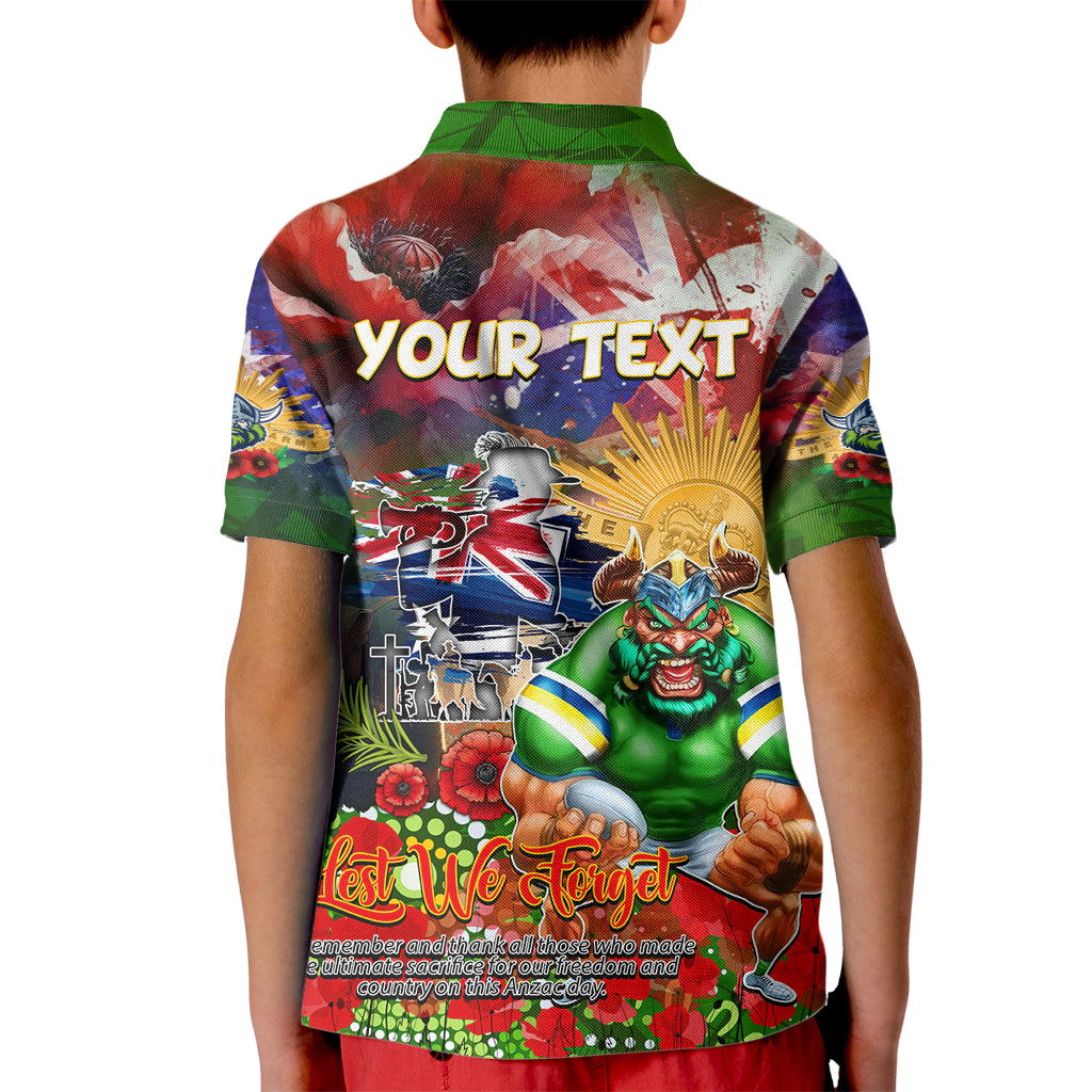 Personalised Australia Rugby Raiders ANZAC Kid Polo Shirt Canberra Scratch Style