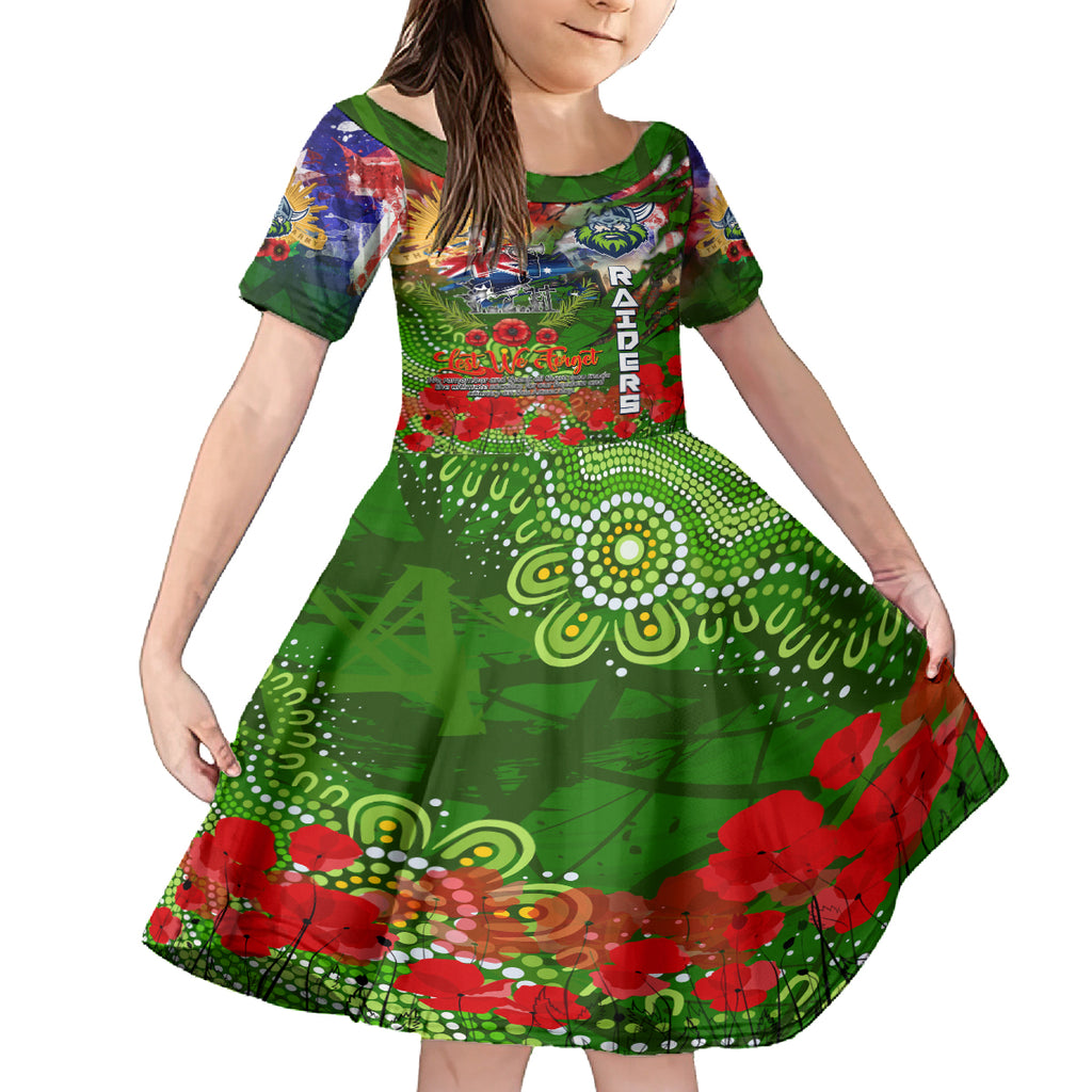 Personalised Australia Rugby Raiders ANZAC Kid Short Sleeve Dress Canberra Scratch Style
