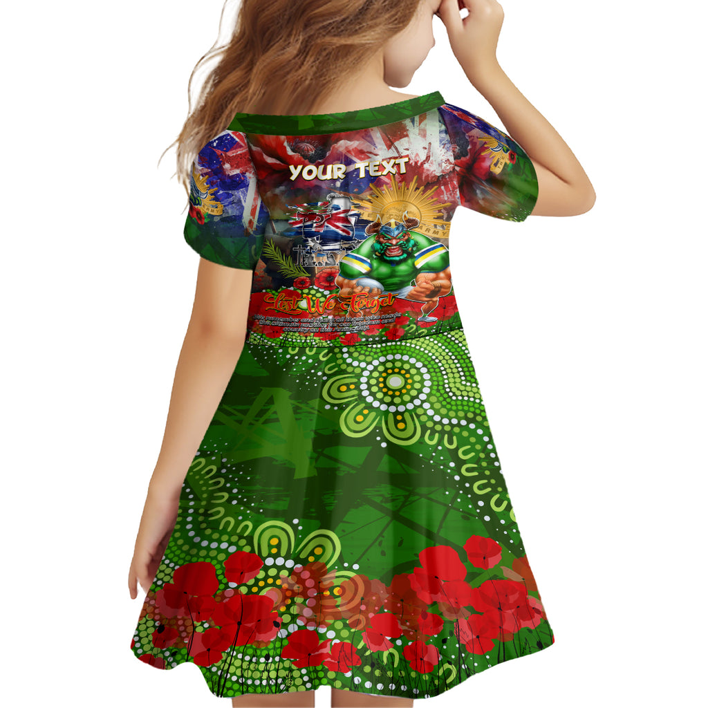Personalised Australia Rugby Raiders ANZAC Kid Short Sleeve Dress Canberra Scratch Style