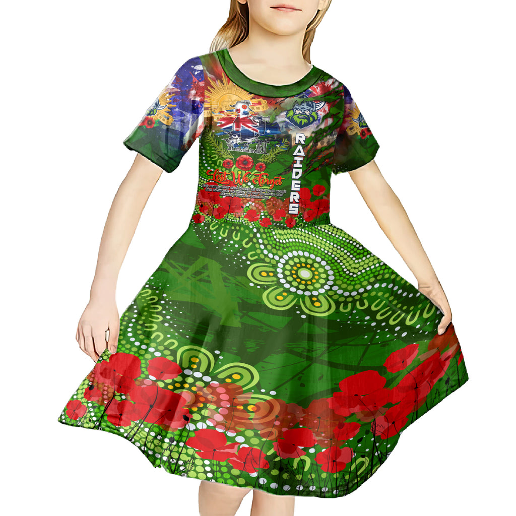 Personalised Australia Rugby Raiders ANZAC Kid Short Sleeve Dress Canberra Scratch Style