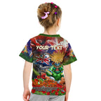 Personalised Australia Rugby Raiders ANZAC Kid T Shirt Canberra Scratch Style