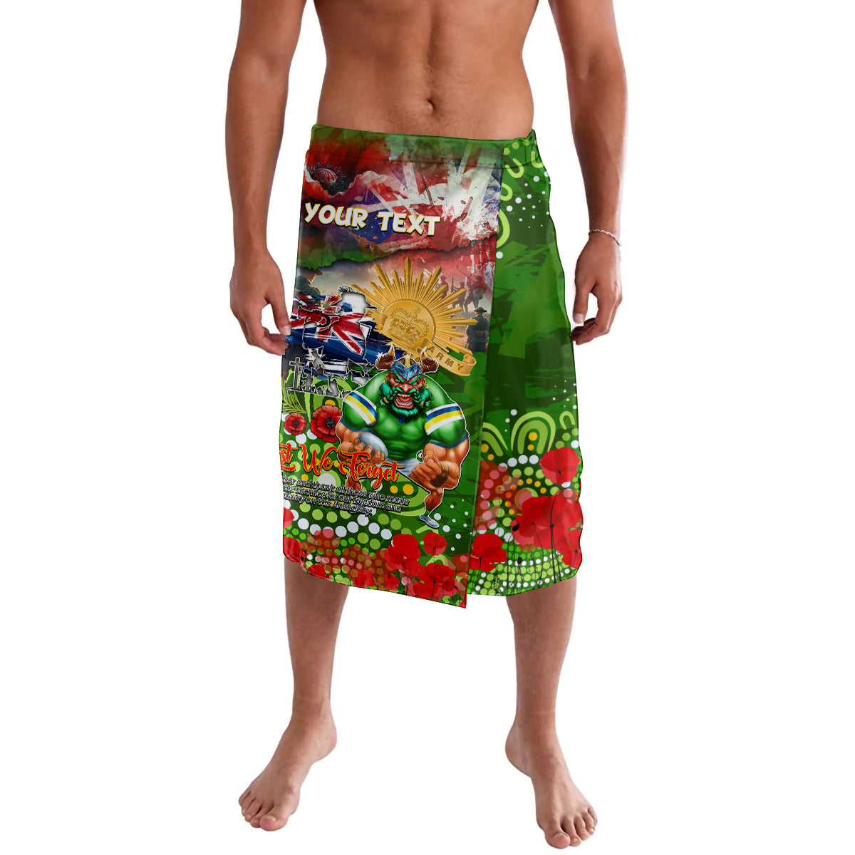 Personalised Australia Rugby Raiders ANZAC Lavalava Canberra Scratch Style