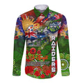 Personalised Australia Rugby Raiders ANZAC Long Sleeve Button Shirt Canberra Scratch Style