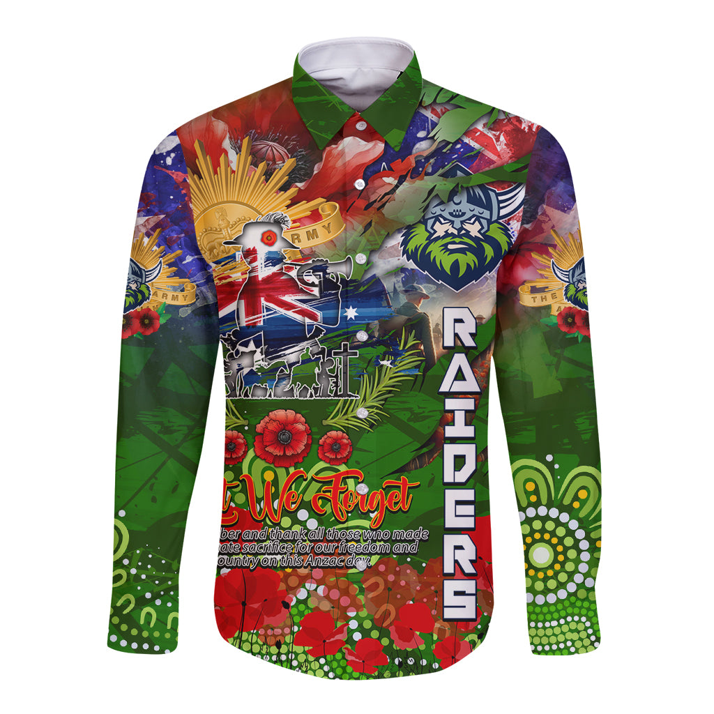 Personalised Australia Rugby Raiders ANZAC Long Sleeve Button Shirt Canberra Scratch Style
