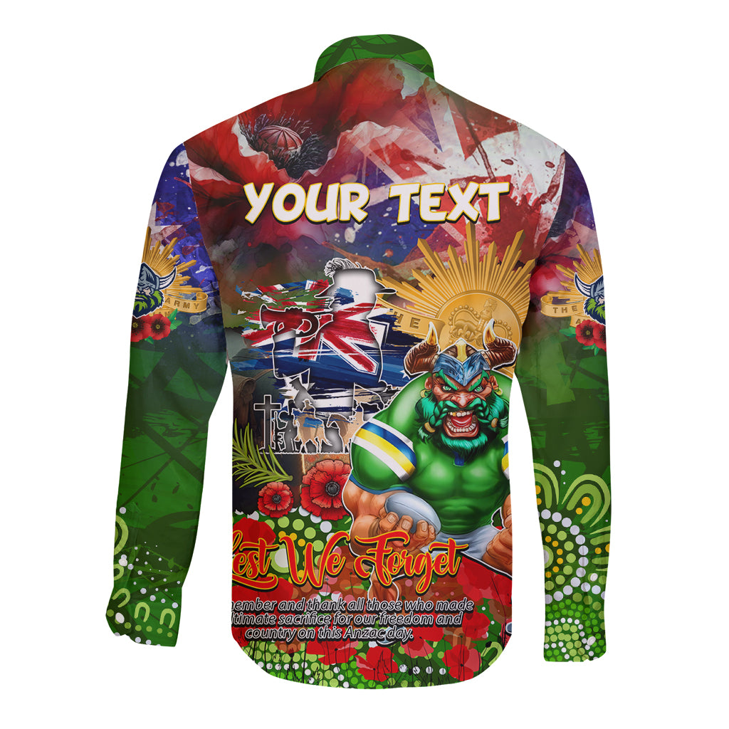 Personalised Australia Rugby Raiders ANZAC Long Sleeve Button Shirt Canberra Scratch Style