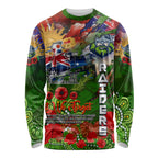 Personalised Australia Rugby Raiders ANZAC Long Sleeve Shirt Canberra Scratch Style