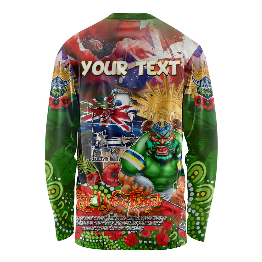 Personalised Australia Rugby Raiders ANZAC Long Sleeve Shirt Canberra Scratch Style