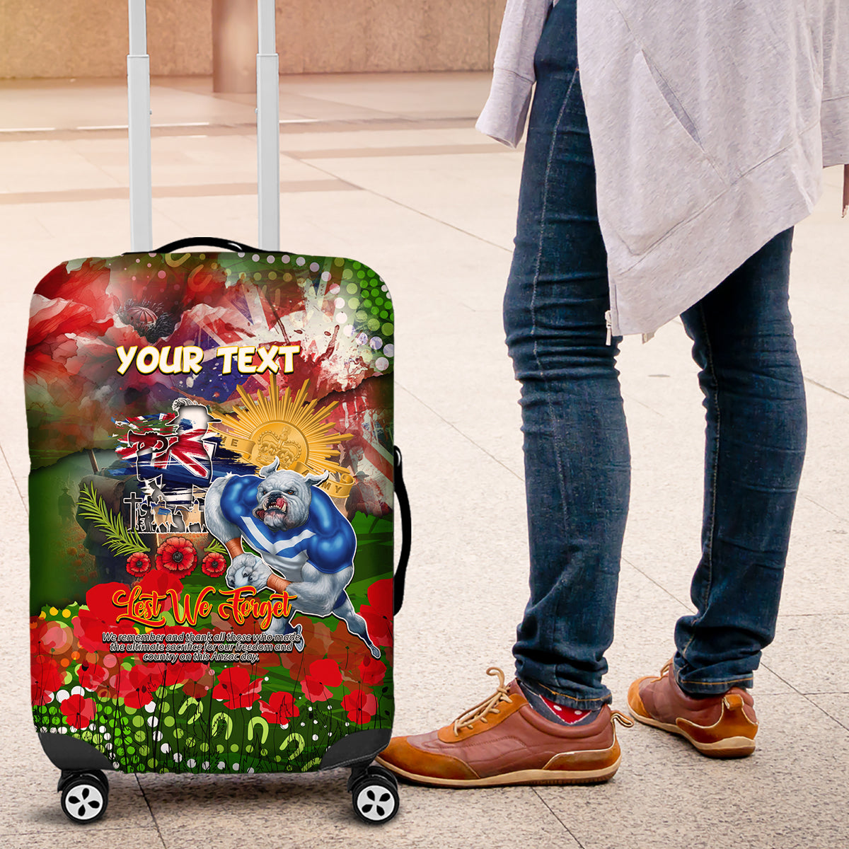 Personalised Australia Rugby Raiders ANZAC Luggage Cover Canberra Scratch Style
