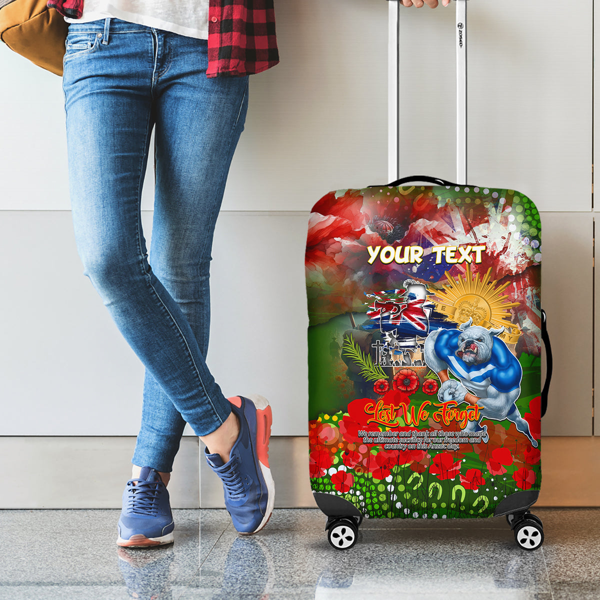 Personalised Australia Rugby Raiders ANZAC Luggage Cover Canberra Scratch Style