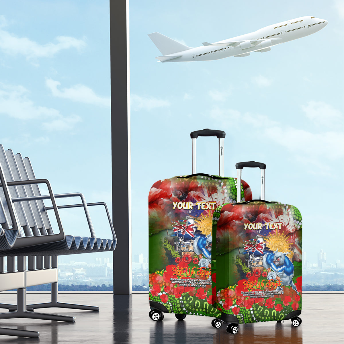 Personalised Australia Rugby Raiders ANZAC Luggage Cover Canberra Scratch Style