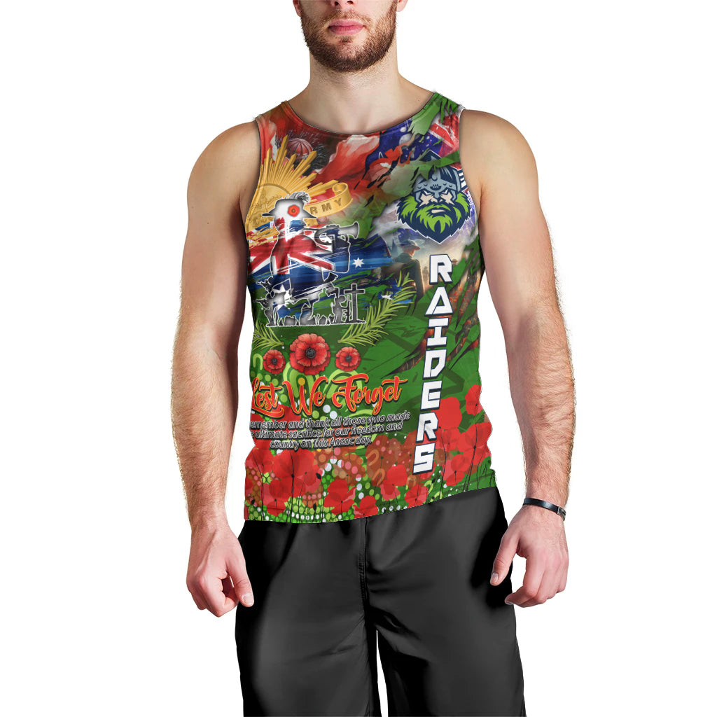 Personalised Australia Rugby Raiders ANZAC Men Tank Top Canberra Scratch Style