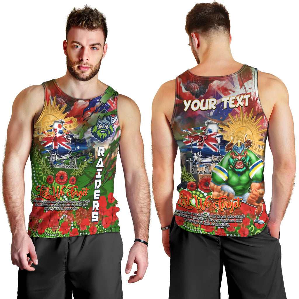 Personalised Australia Rugby Raiders ANZAC Men Tank Top Canberra Scratch Style