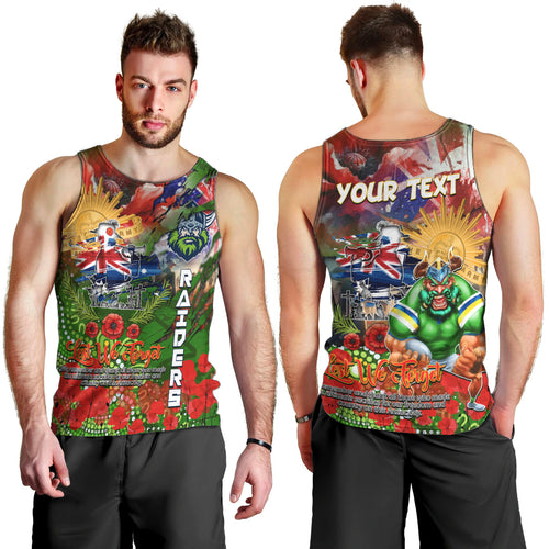 Personalised Australia Rugby Raiders ANZAC Men Tank Top Canberra Scratch Style