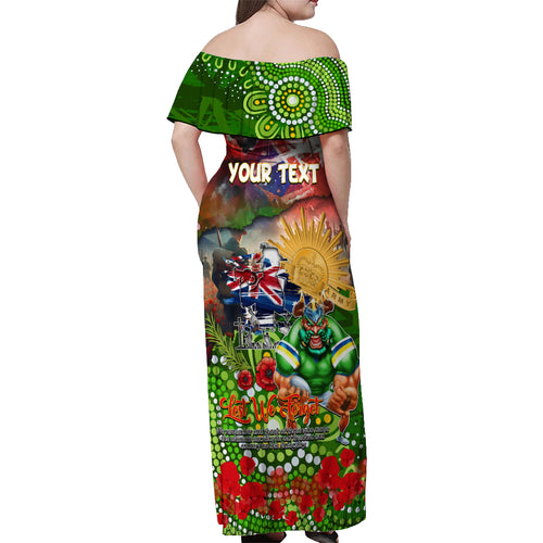Personalised Australia Rugby Raiders ANZAC Off Shoulder Maxi Dress Canberra Scratch Style