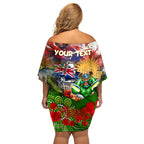 Personalised Australia Rugby Raiders ANZAC Off Shoulder Short Dress Canberra Scratch Style
