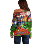 Personalised Australia Rugby Raiders ANZAC Off Shoulder Sweater Canberra Scratch Style