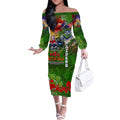 Personalised Australia Rugby Raiders ANZAC Off The Shoulder Long Sleeve Dress Canberra Scratch Style