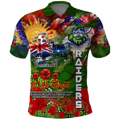 Personalised Australia Rugby Raiders ANZAC Polo Shirt Canberra Scratch Style