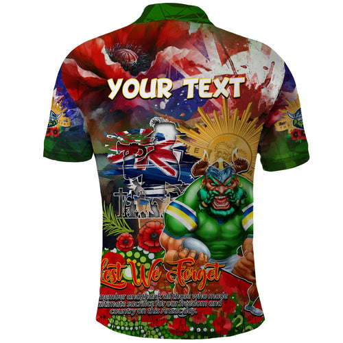 Personalised Australia Rugby Raiders ANZAC Polo Shirt Canberra Scratch Style