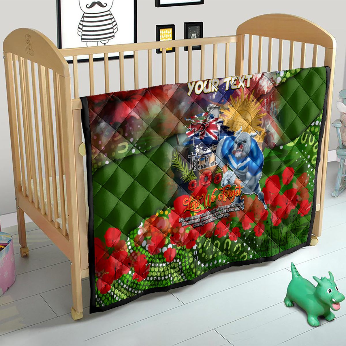 Personalised Australia Rugby Raiders ANZAC Quilt Canberra Scratch Style