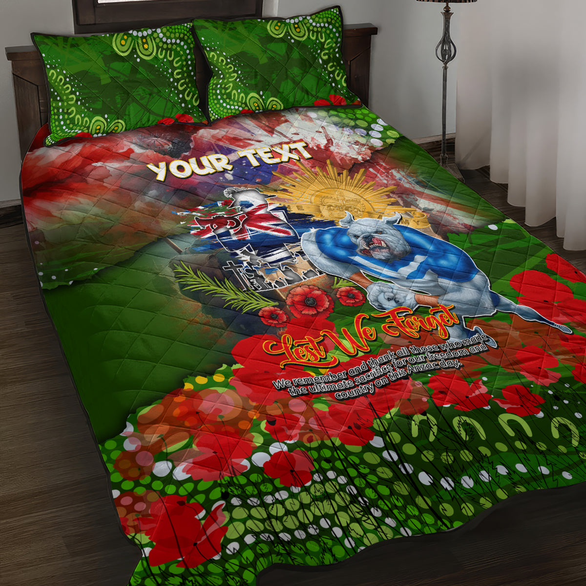 Personalised Australia Rugby Raiders ANZAC Quilt Bed Set Canberra Scratch Style