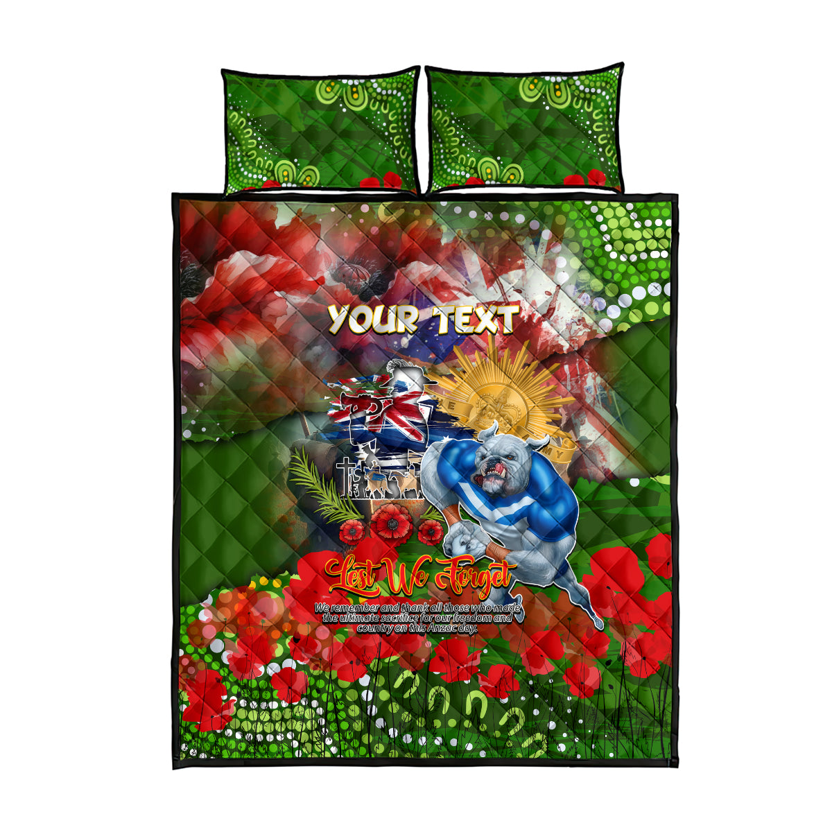 Personalised Australia Rugby Raiders ANZAC Quilt Bed Set Canberra Scratch Style