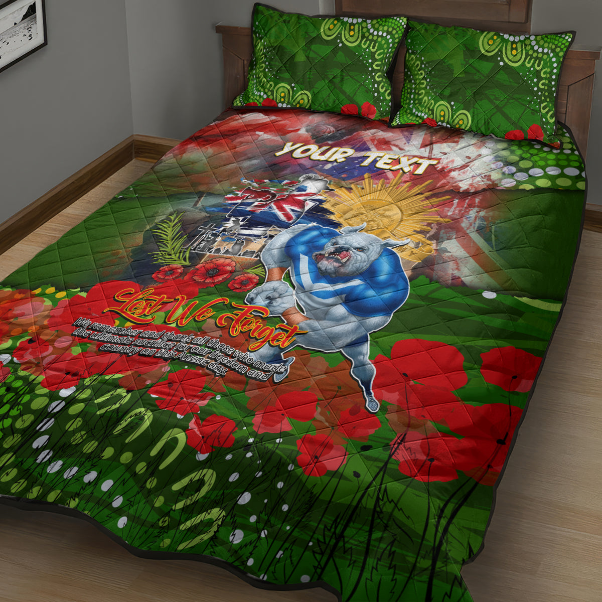 Personalised Australia Rugby Raiders ANZAC Quilt Bed Set Canberra Scratch Style