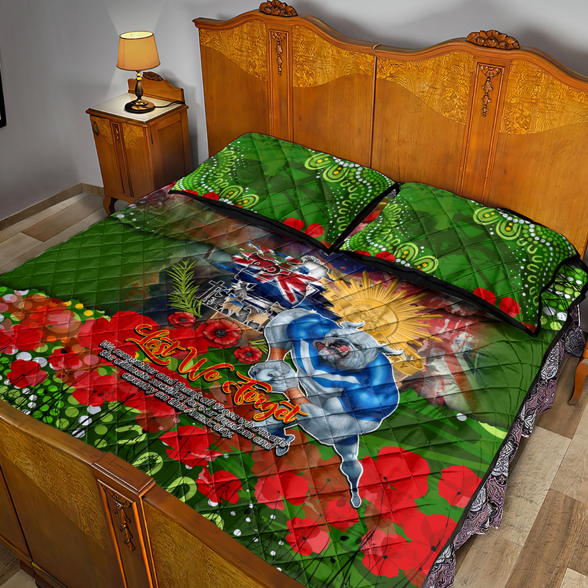 Personalised Australia Rugby Raiders ANZAC Quilt Bed Set Canberra Scratch Style