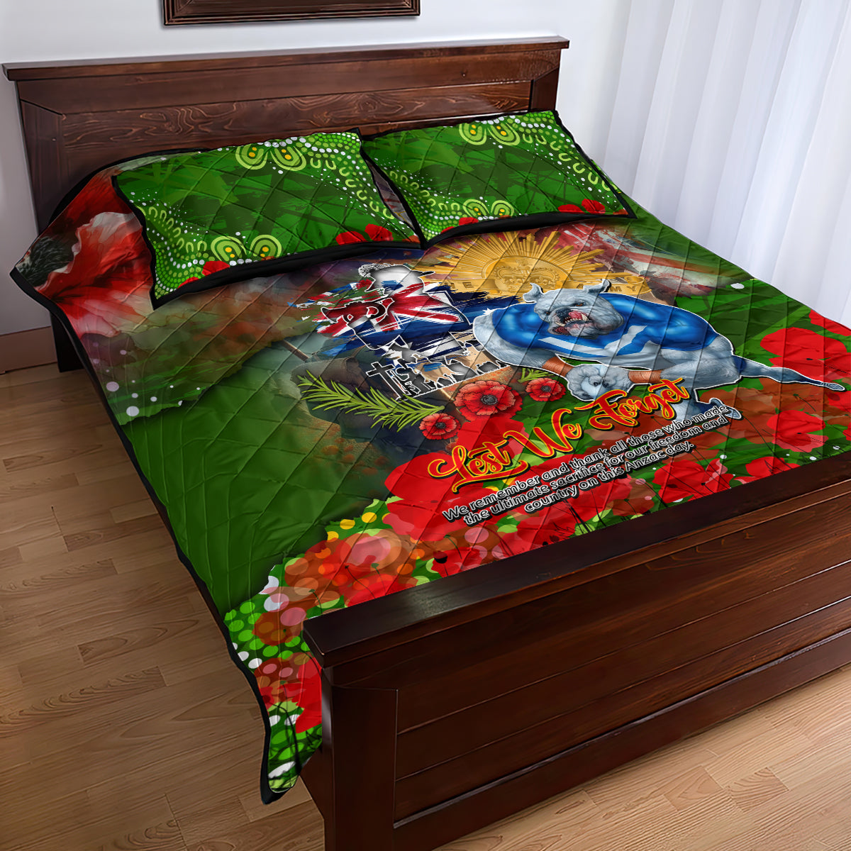 Personalised Australia Rugby Raiders ANZAC Quilt Bed Set Canberra Scratch Style