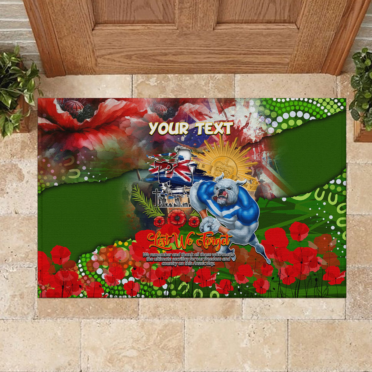Personalised Australia Rugby Raiders ANZAC Rubber Doormat Canberra Scratch Style