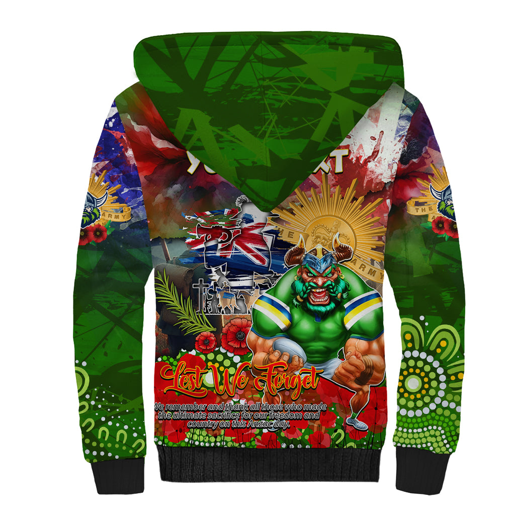 Personalised Australia Rugby Raiders ANZAC Sherpa Hoodie Canberra Scratch Style