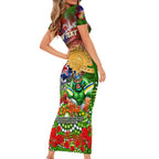 Personalised Australia Rugby Raiders ANZAC Short Sleeve Bodycon Dress Canberra Scratch Style
