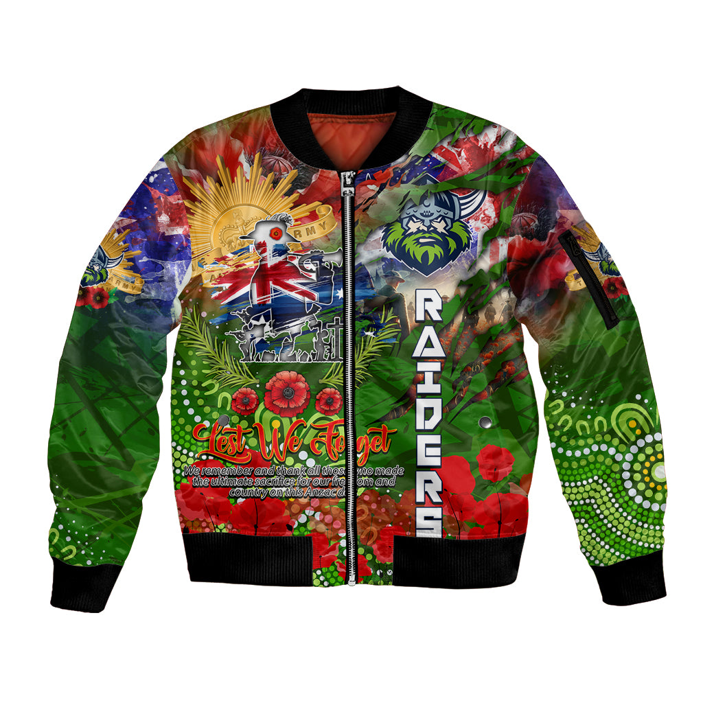 Personalised Australia Rugby Raiders ANZAC Sleeve Zip Bomber Jacket Canberra Scratch Style