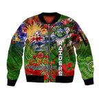 Personalised Australia Rugby Raiders ANZAC Sleeve Zip Bomber Jacket Canberra Scratch Style