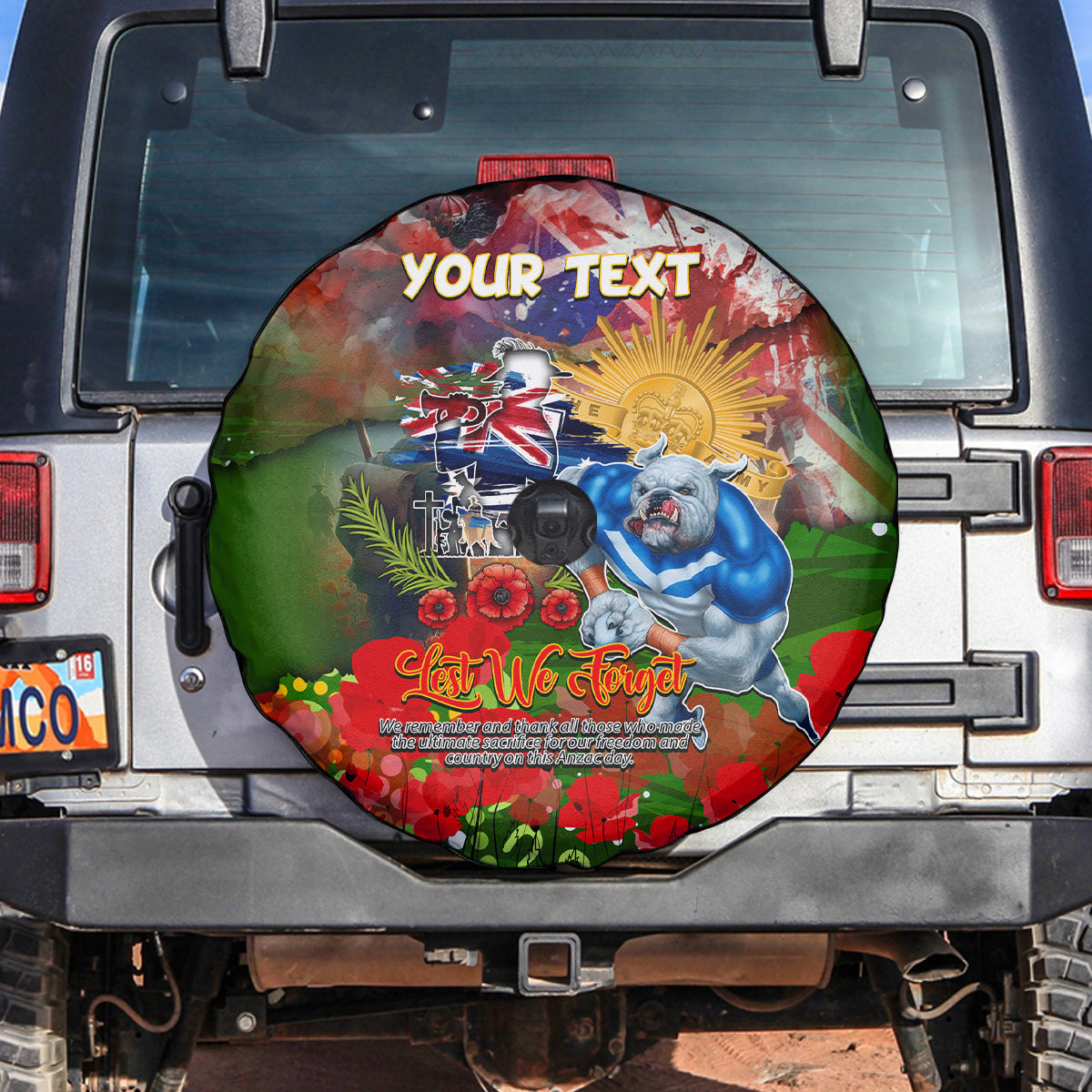 Personalised Australia Rugby Raiders ANZAC Spare Tire Cover Canberra Scratch Style