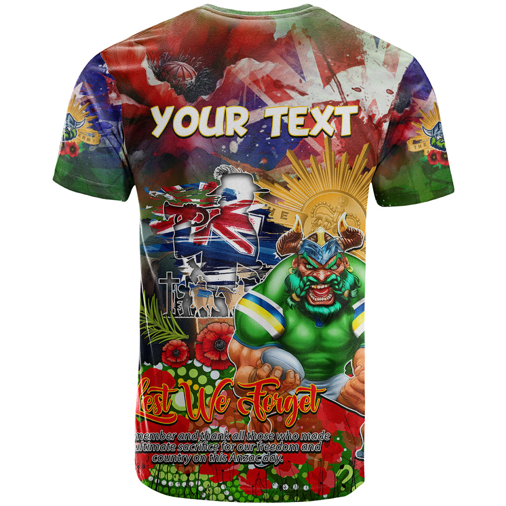 Personalised Australia Rugby Raiders ANZAC T Shirt Canberra Scratch Style