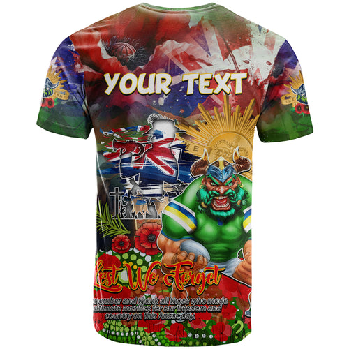 Personalised Australia Rugby Raiders ANZAC T Shirt Canberra Scratch Style