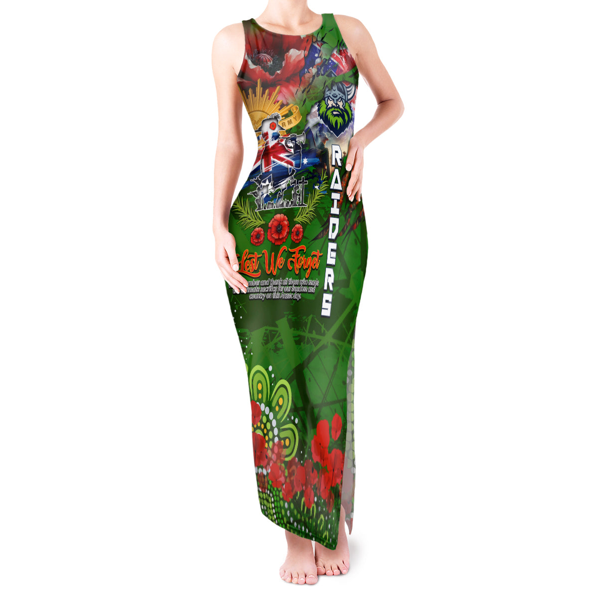Personalised Australia Rugby Raiders ANZAC Tank Maxi Dress Canberra Scratch Style