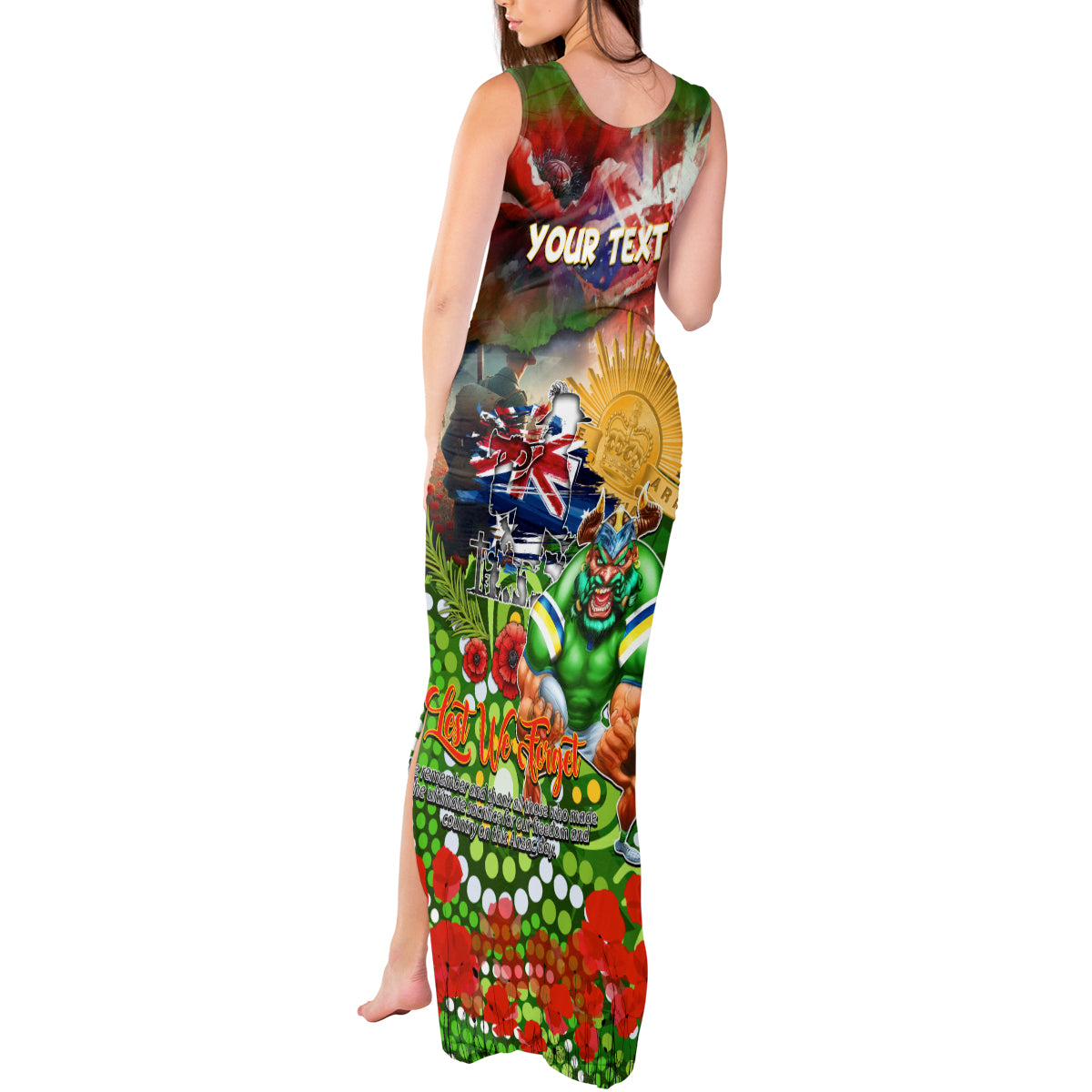 Personalised Australia Rugby Raiders ANZAC Tank Maxi Dress Canberra Scratch Style