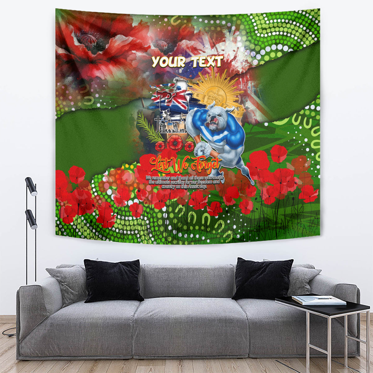 Personalised Australia Rugby Raiders ANZAC Tapestry Canberra Scratch Style